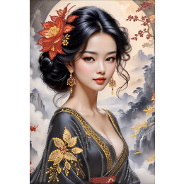 Рисунок на ткани «Цветок Китая»